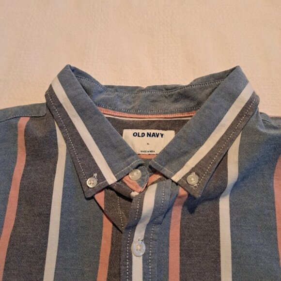 Old Navy men's size XL striped button down shirt blue stripe with white & pink - Picture 4 of 5